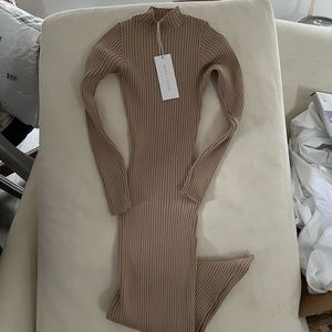 White Closet body con dress - XS light tan - long fitted - never worn.